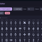 Font editor shows every glyph